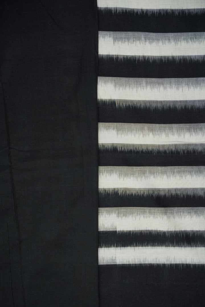 Black & Cream Pochampally Ikat Cotton saree