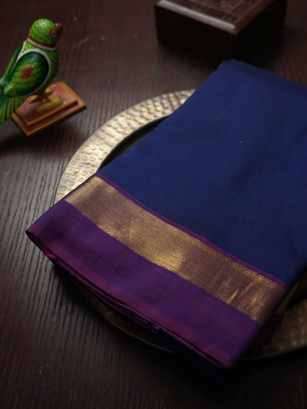 Dark Royal Blue Kanchipuram Silk Saree