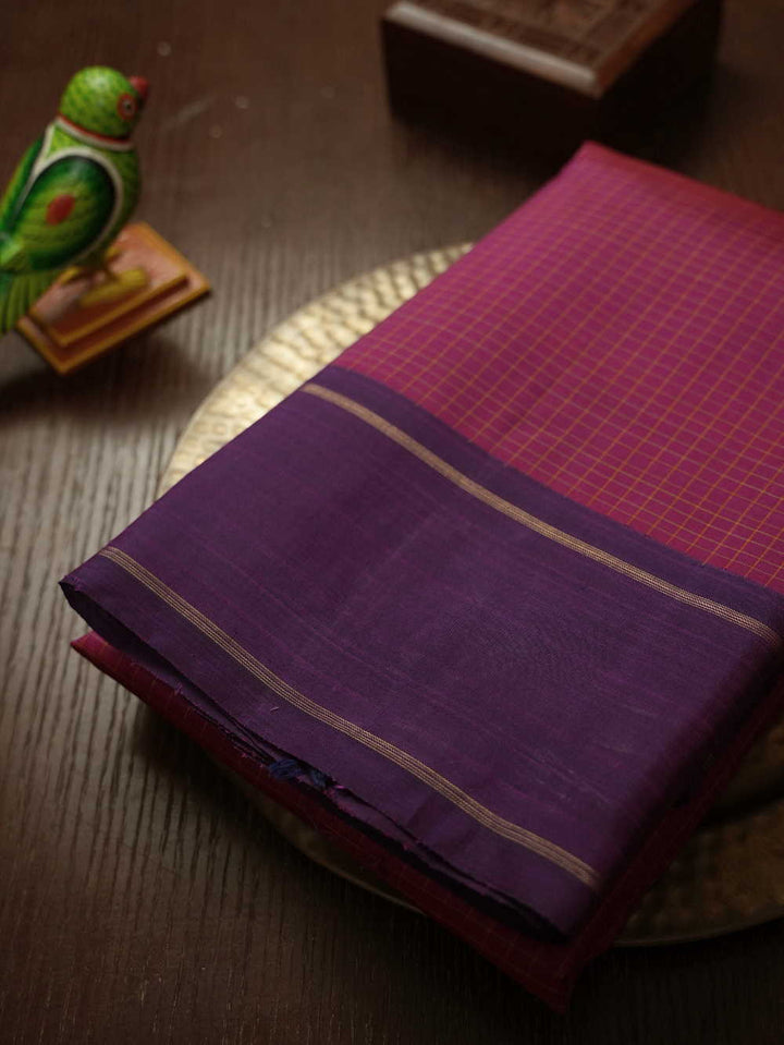 Hot Pink with Purple Border Kanchipuram Silk saree