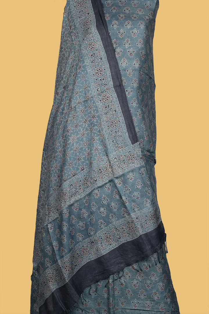 Indigo Ajrak Tussar Top & Dupatta