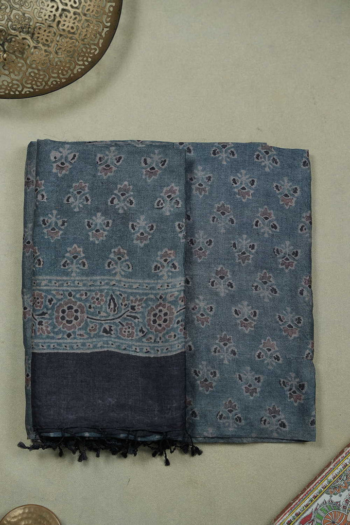 Indigo Ajrak Tussar Top & Dupatta