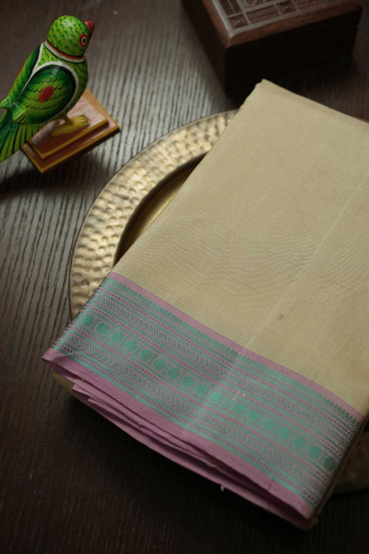 Creamy Yellow Kanchi Silk saree