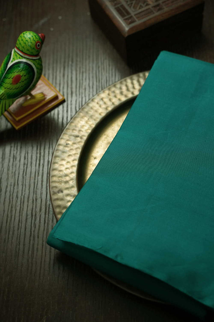 Plain Peacock Green Kanchi Silk saree