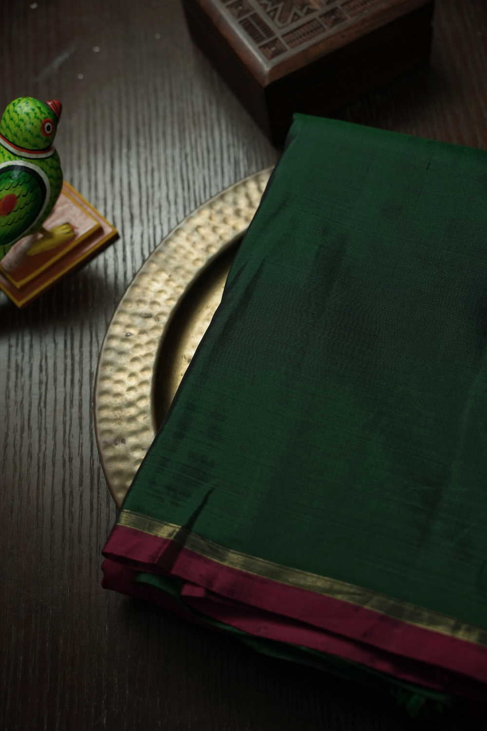 Green with Maroon Half & Half Kanchipuram Silk Saree