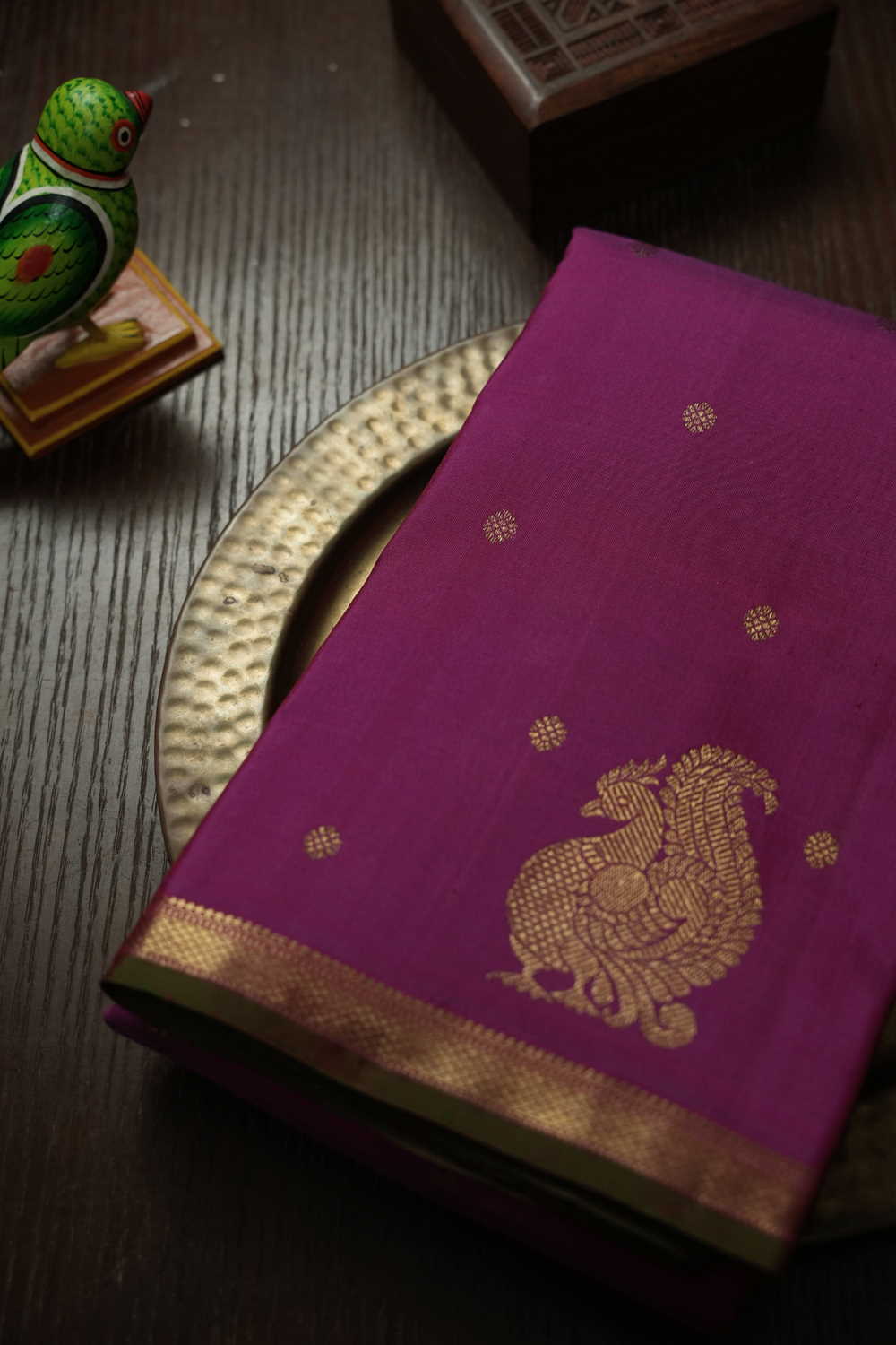 Hot Pink with Peacock Motifs Kanchi Silk saree