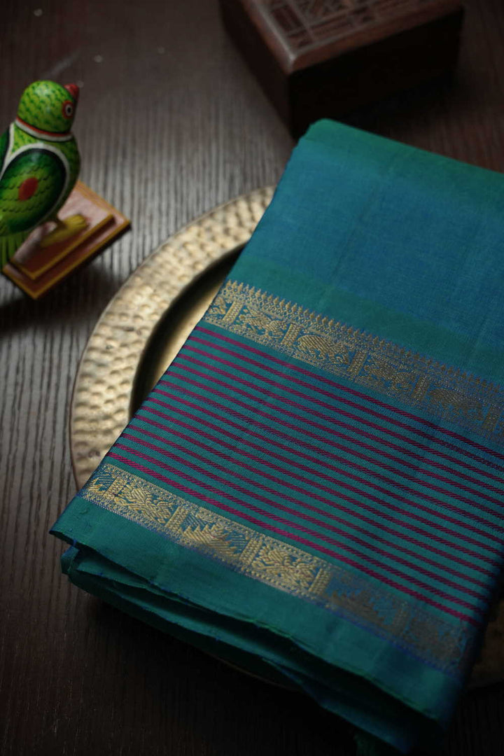 Safire Blue Kanchipuram Silk Saree