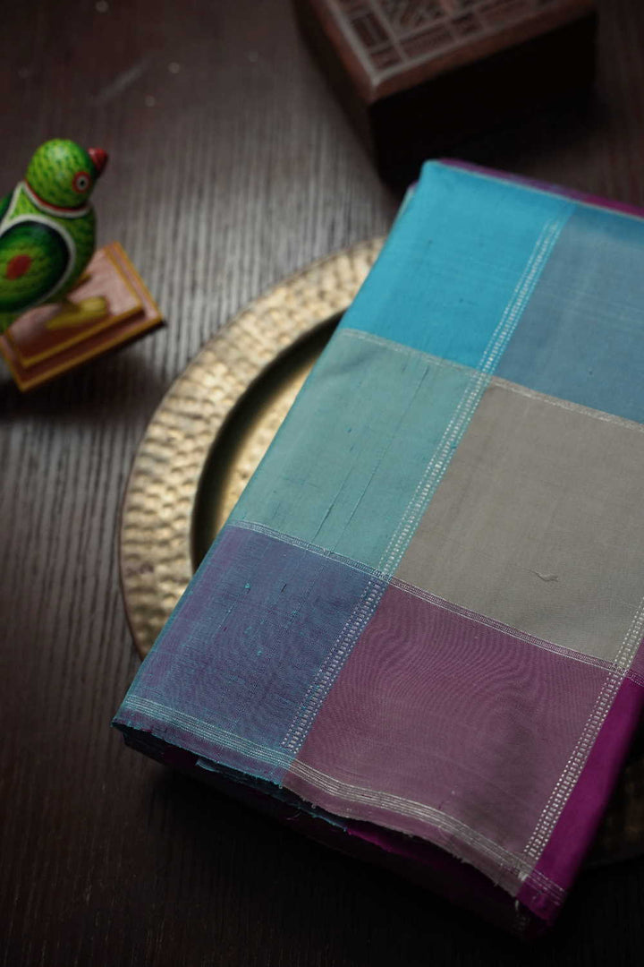 Multi-Color Checks on Kanchi Silk Saree