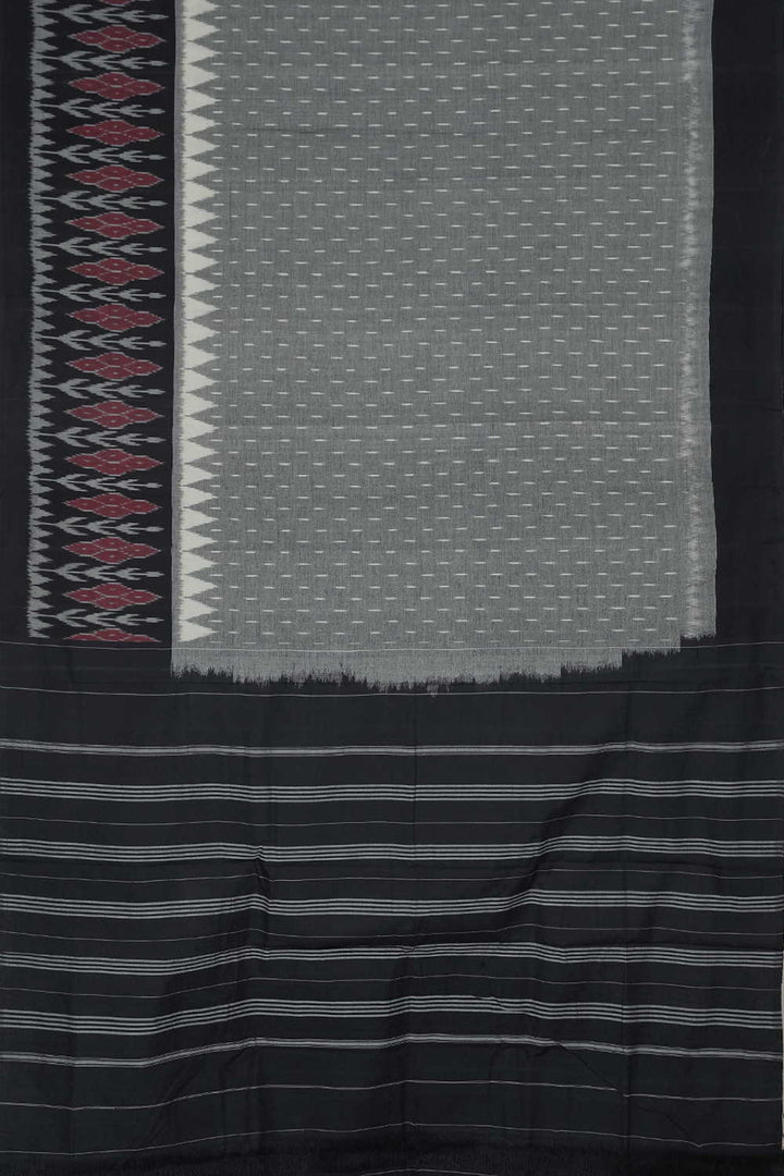 Tiny Butta on Grey Ikat Cotton saree