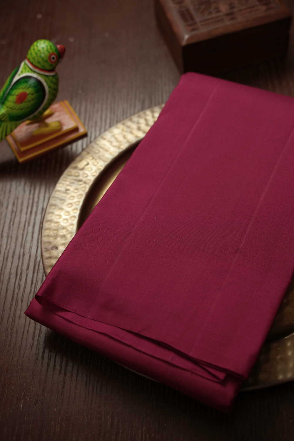 Plain Reddish Pink Kanchipuram Silk saree