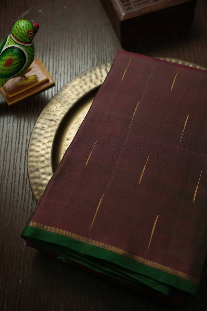 Dual Shade Maroon Kanchipuram Silk saree