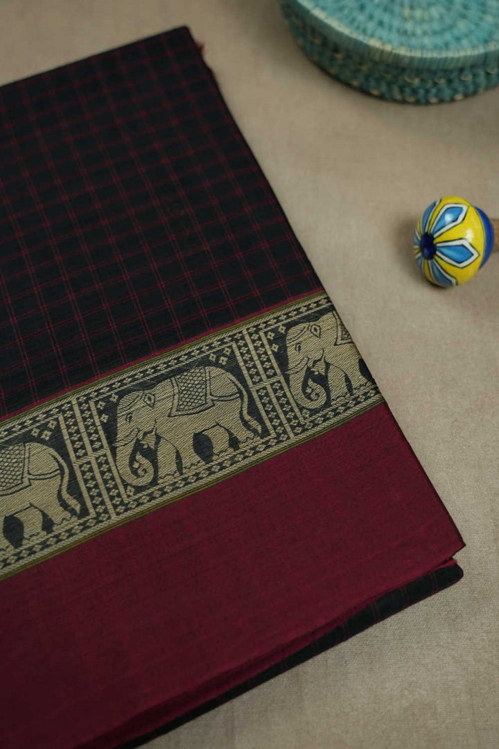 Elephant Border Narayanpet Cotton saree