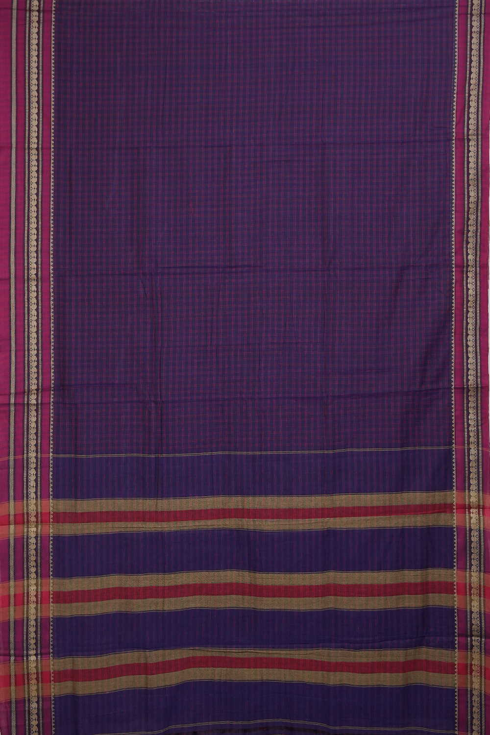 Checkered on Purple Narayanpet Cotton saree