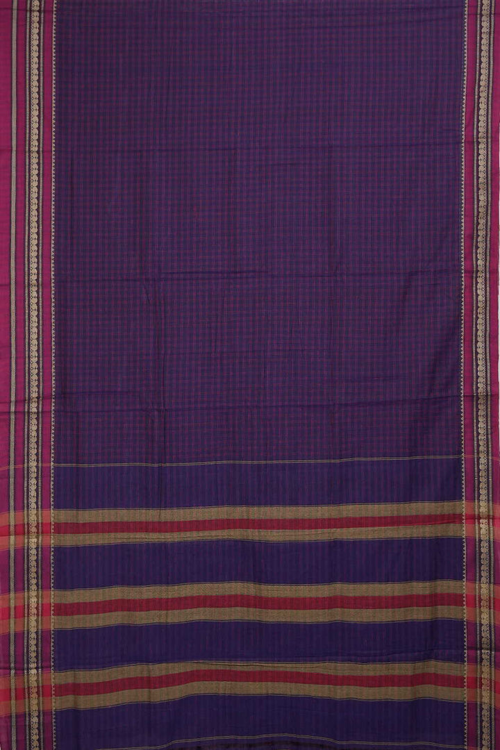 Checkered on Purple Narayanpet Cotton saree