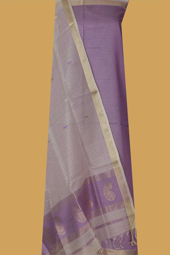 Iris Purple Maheshwari Silk Cotton Top and Dupatta