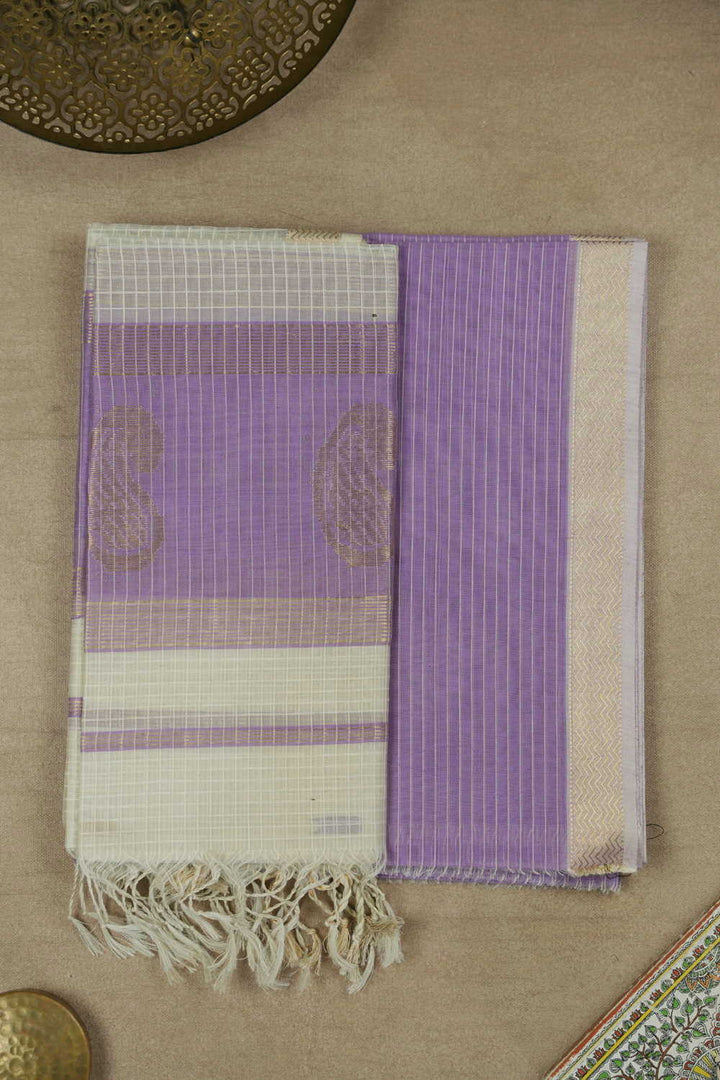 Iris Purple Maheshwari Silk Cotton Top and Dupatta