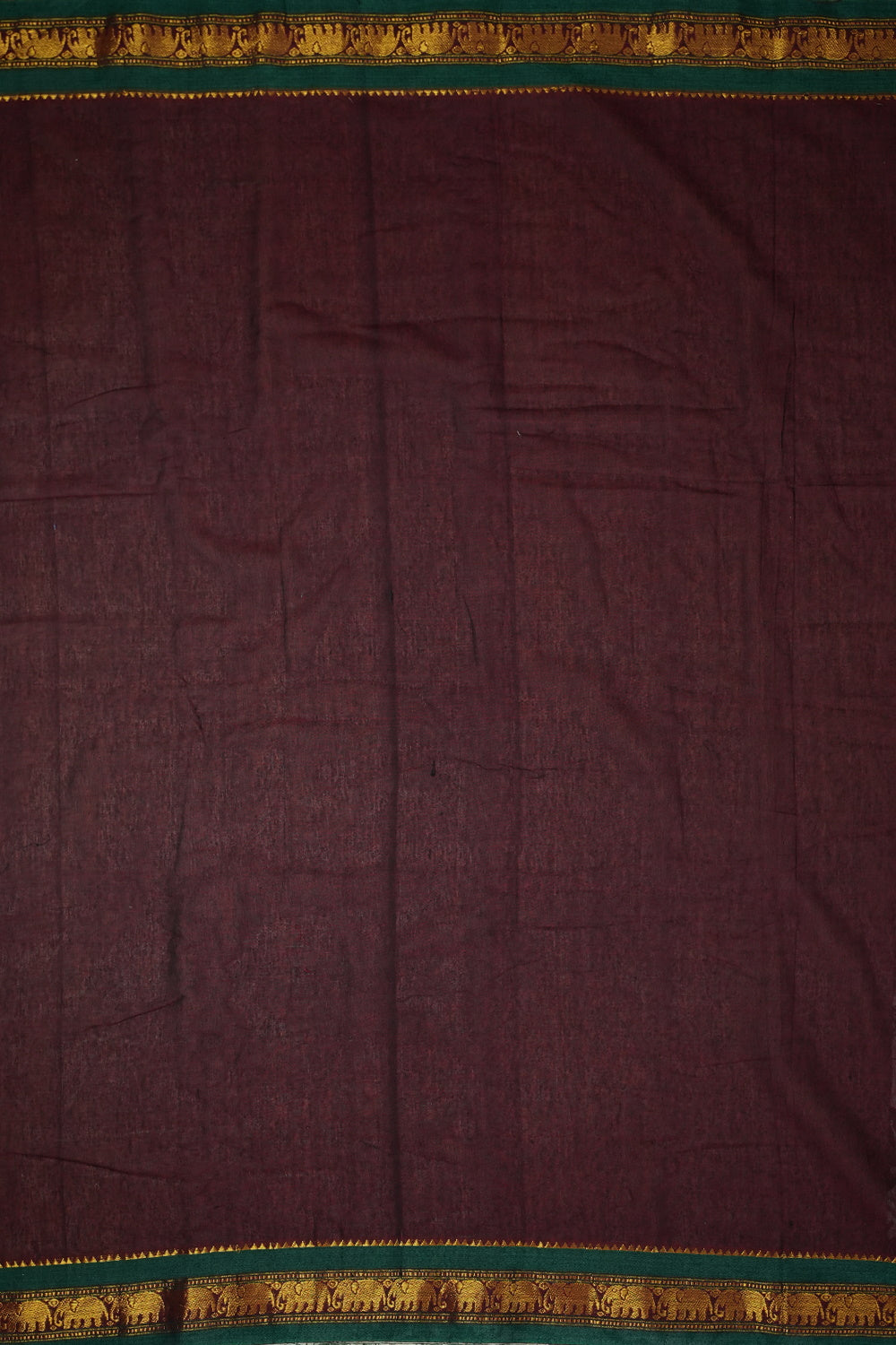 Maroon with Green Narayanpet Border Cotton Blouse - 0.9m