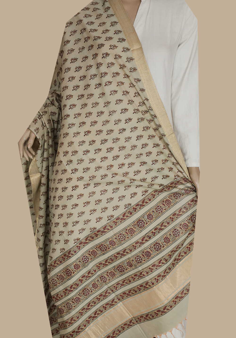 Little Florets Block Printed Mangalagiri Dupatta