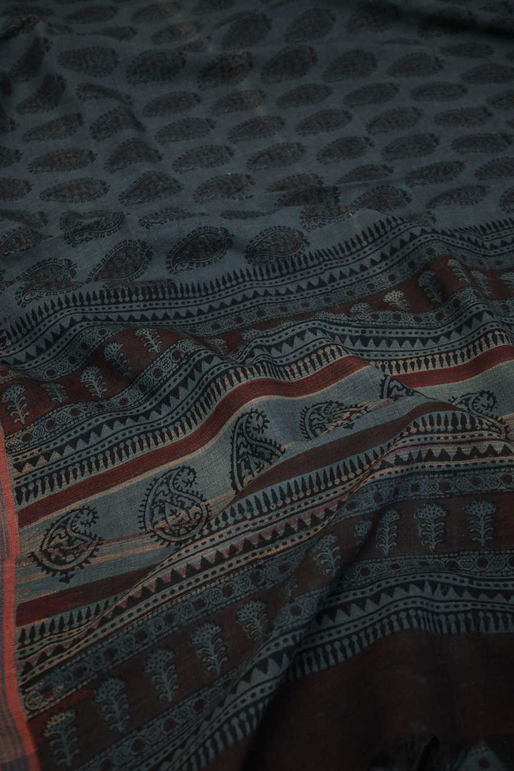 Paisley Motifs Block Printed Mangalagiri Dupatta