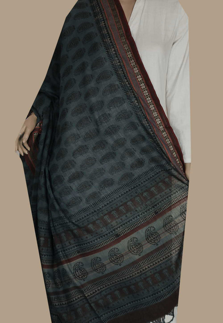 Paisley Motifs Block Printed Mangalagiri Dupatta