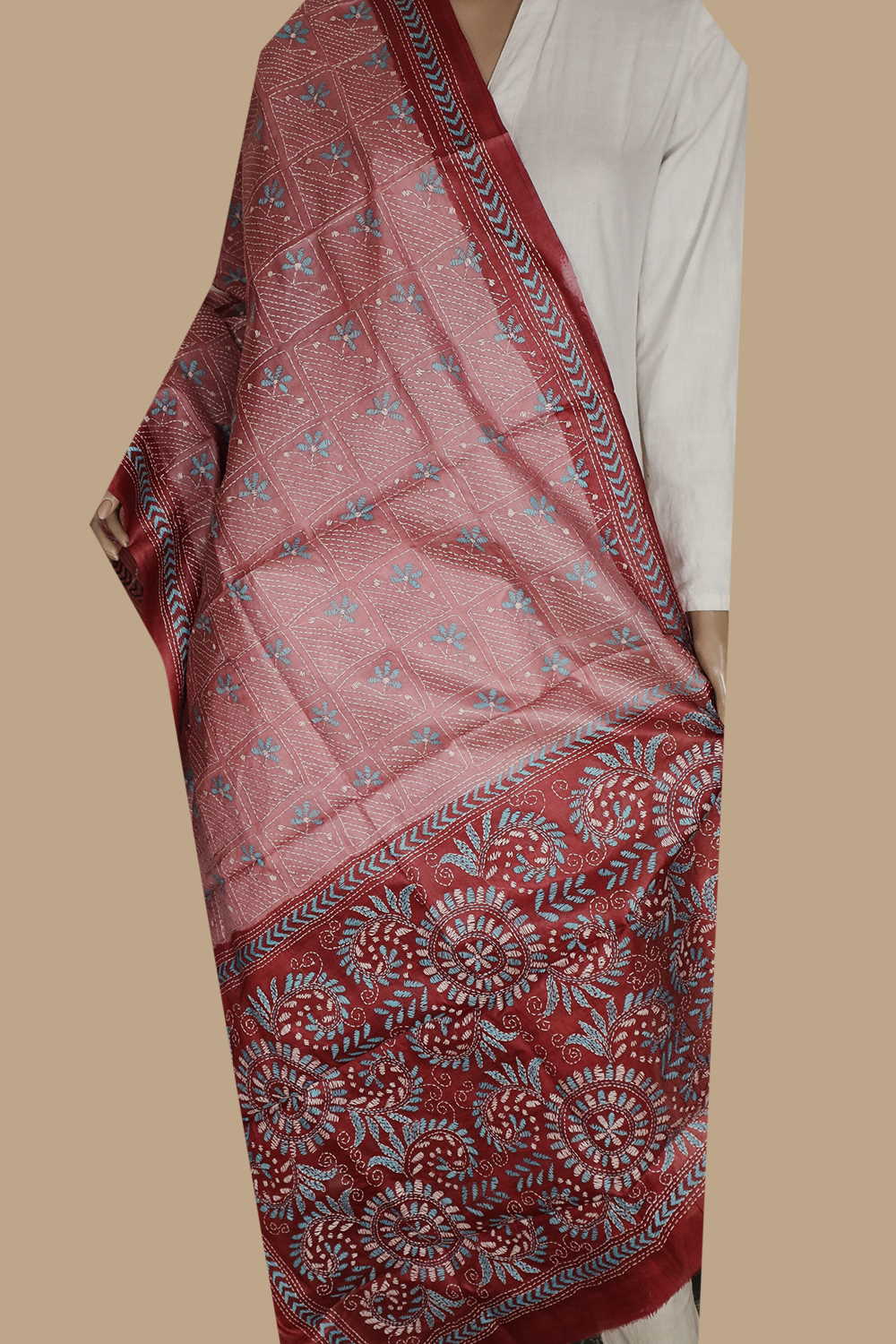 Kantha Silk Dupatta - Matkatus