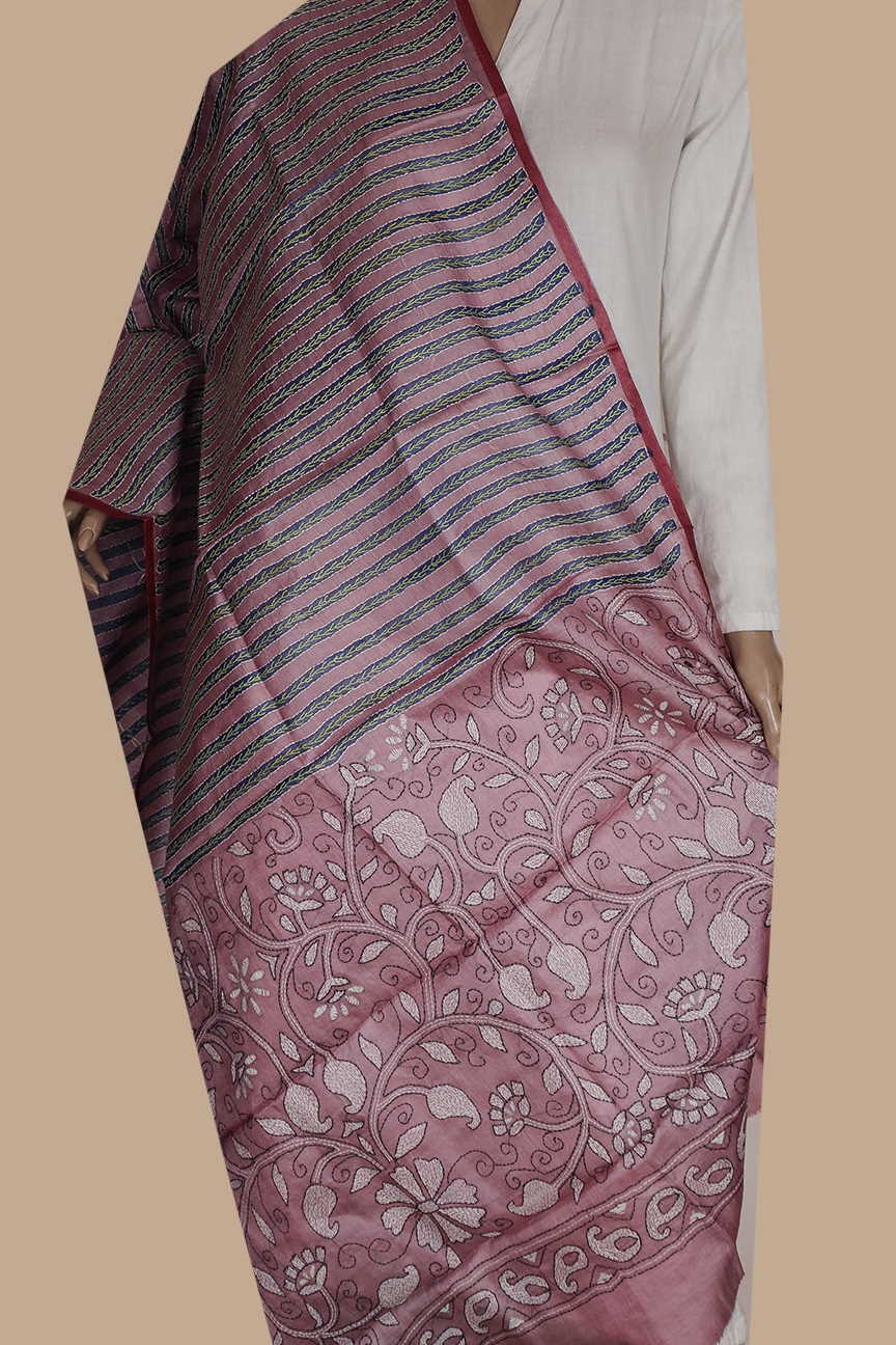 Kantha Silk Dupatta - Matkatus