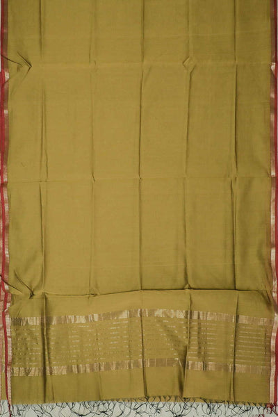 Yellowish Green Maheshwari Silk Cotton Dupatta