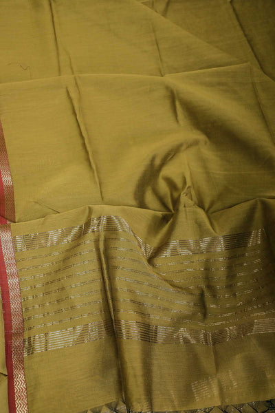 Yellowish Green Maheshwari Silk Cotton Dupatta