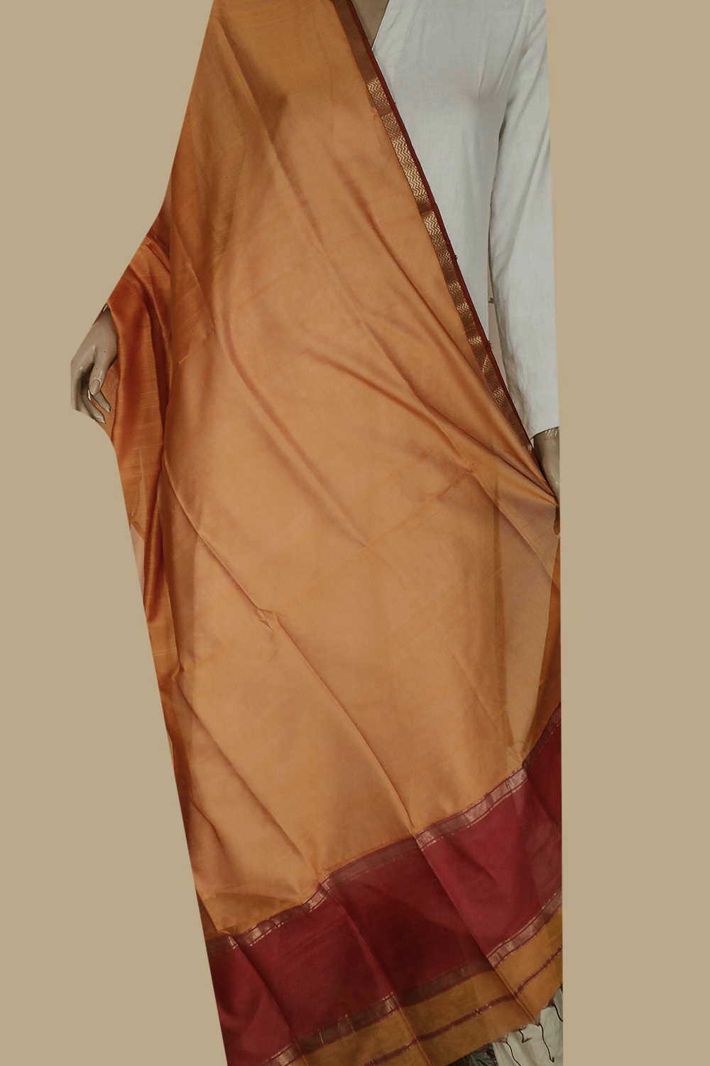 Orange Maheshwari Silk Cotton Dupatta