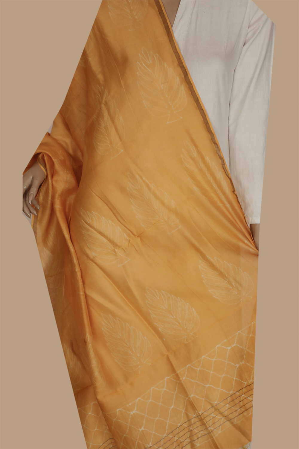 Yellow Shibori Silk Cotton Dupatta