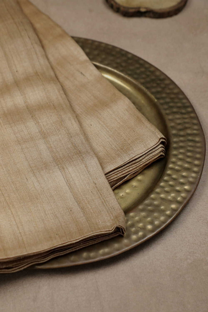 Beige Handwoven Tussar Fabric