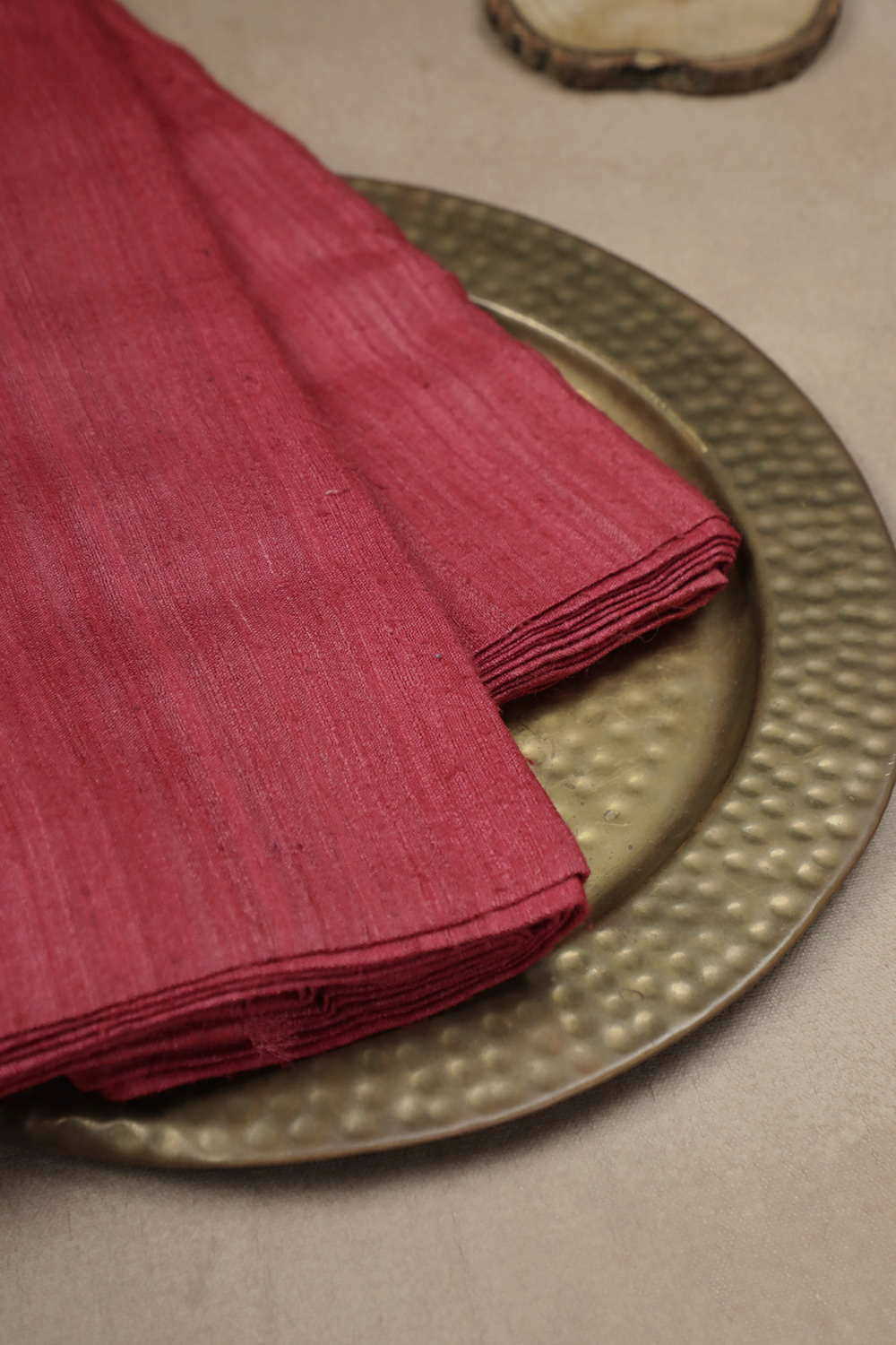 Pleasant Red Handwoven Tussar Fabric