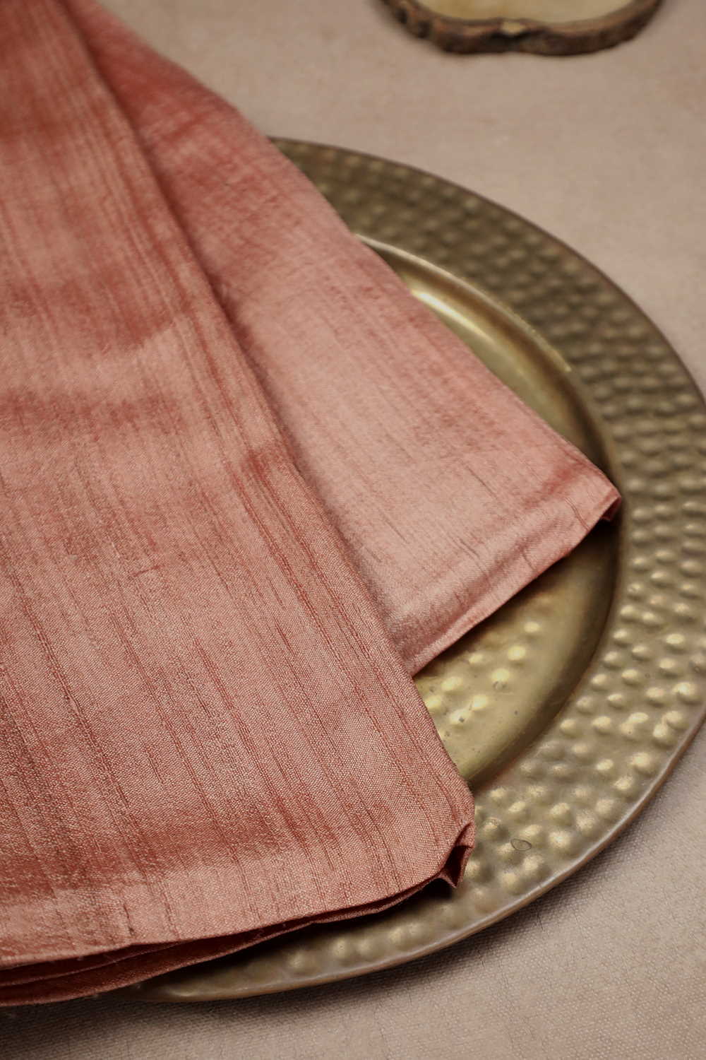 Pastel Peach Handwoven Tussar Fabric