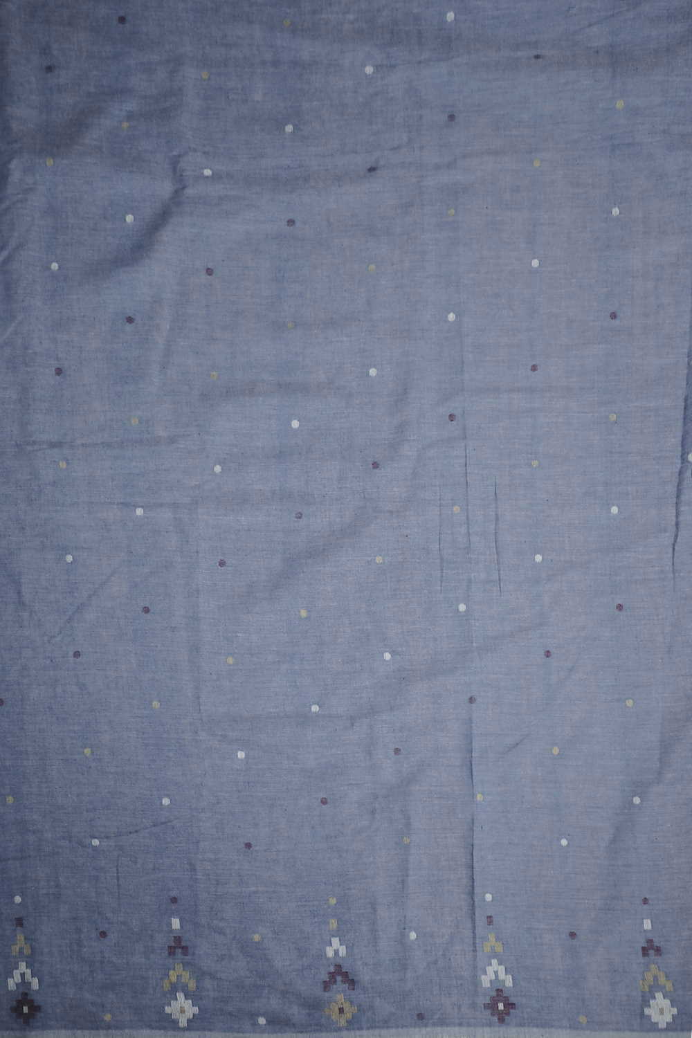 Greyish Blue with Butta Jamdani Cotton Fabric