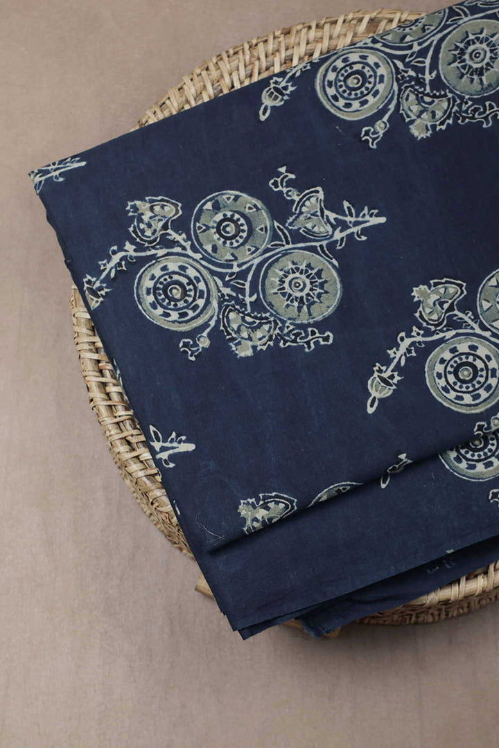 Indigo with Big Butta Ajrak Cotton Fabric - 0.85m