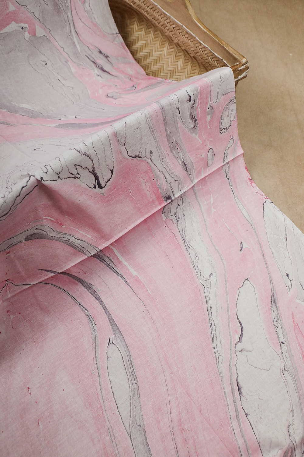 Smudged Light Pink Marbel Design Fabric - 0.85m