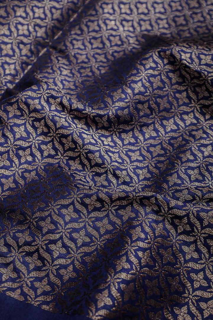 Blue Intricate Design Banarasi Silk Fabric