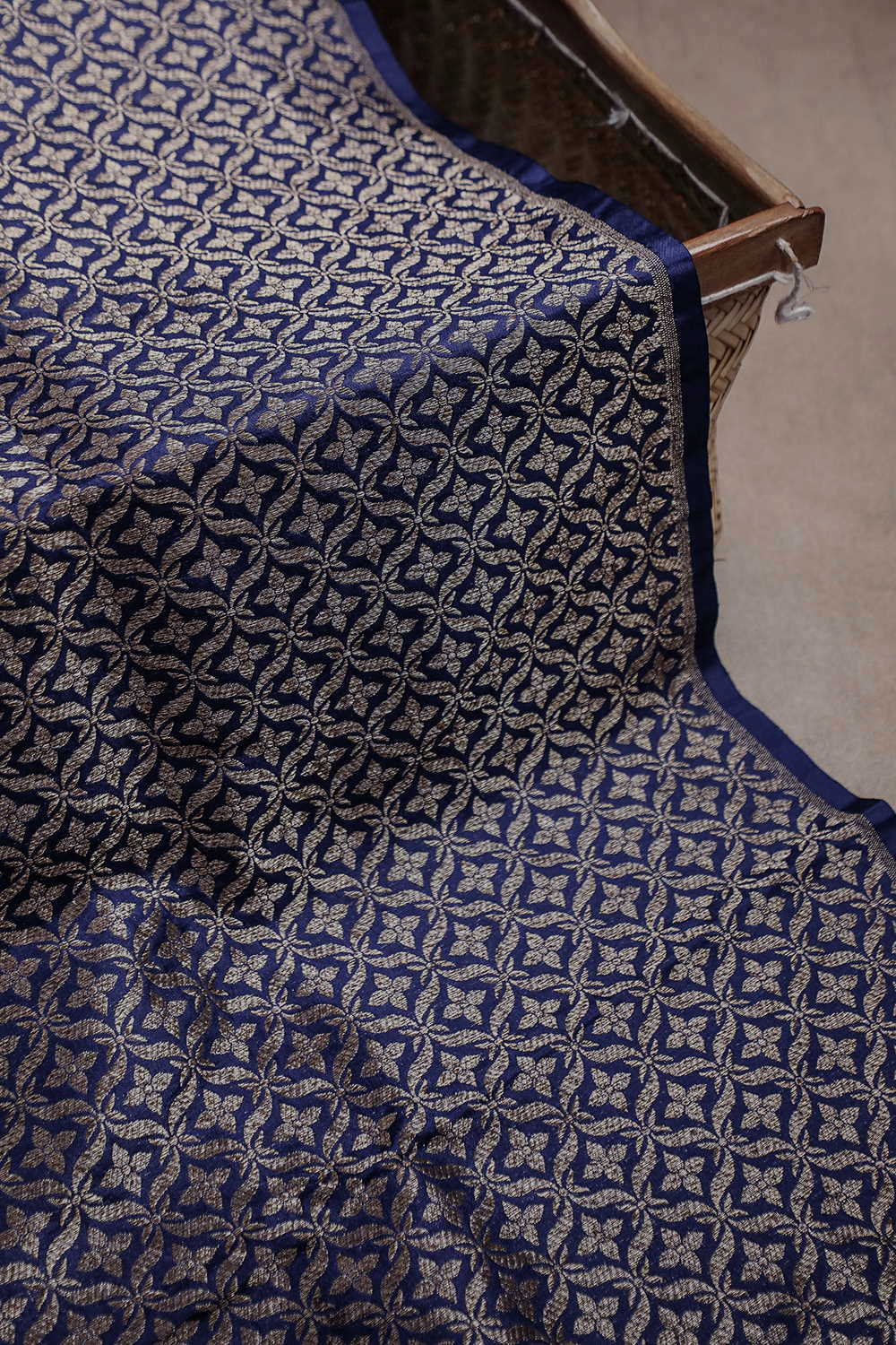 Blue Intricate Design Banarasi Silk Fabric