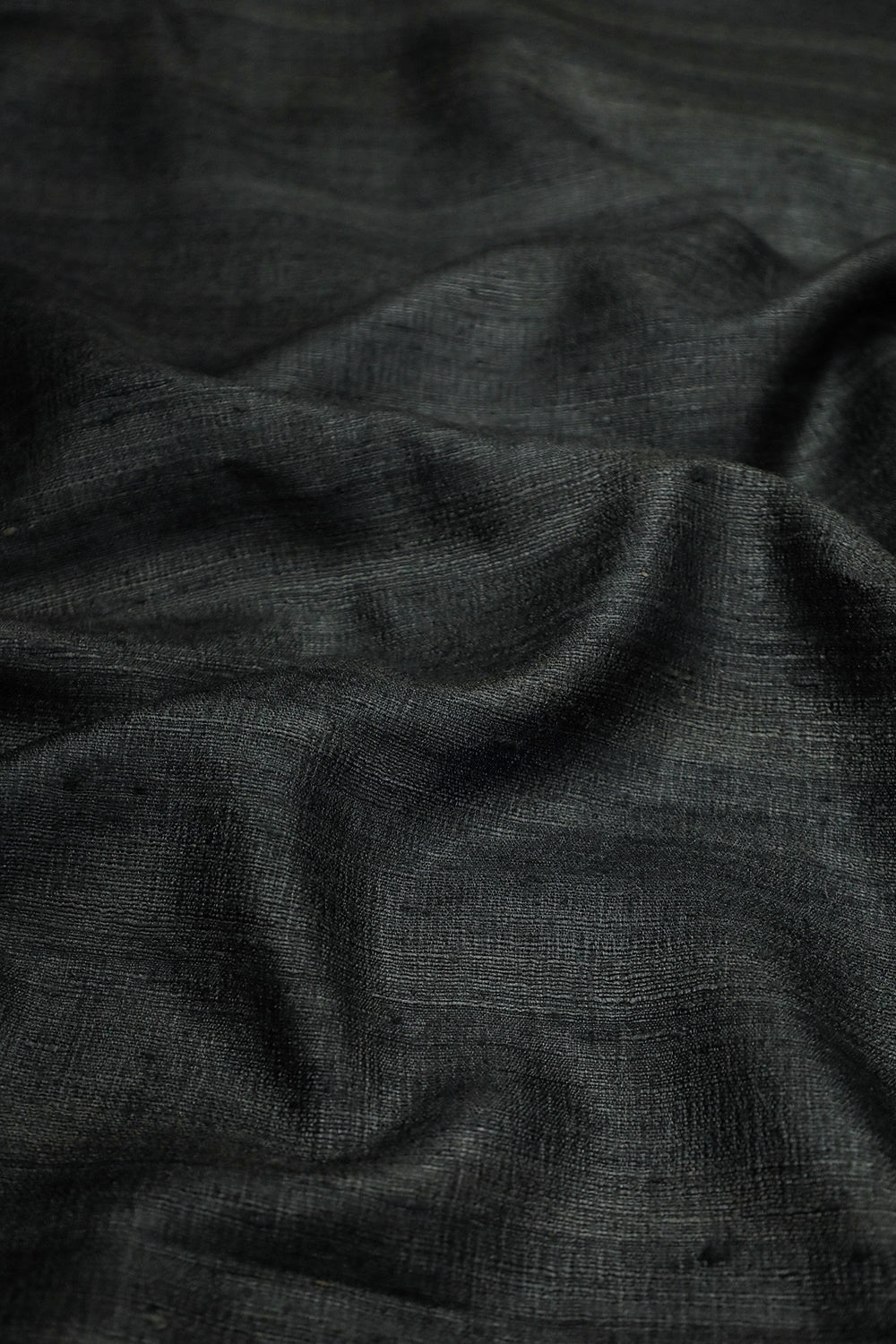 Anchor Blackish Grey Handwoven Tussar Fabric - 1.9m