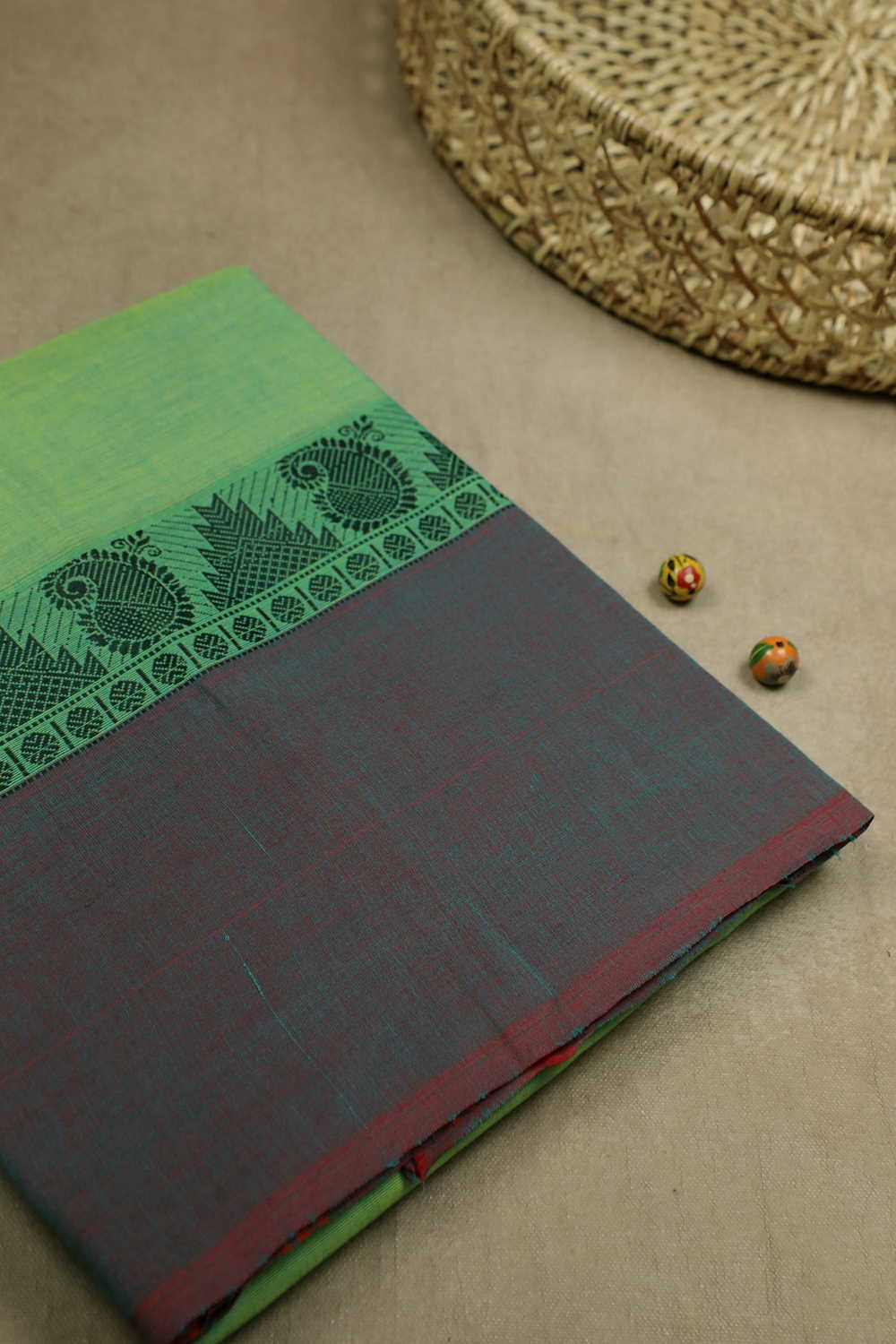 Fern Green Kanchipuram Cotton saree