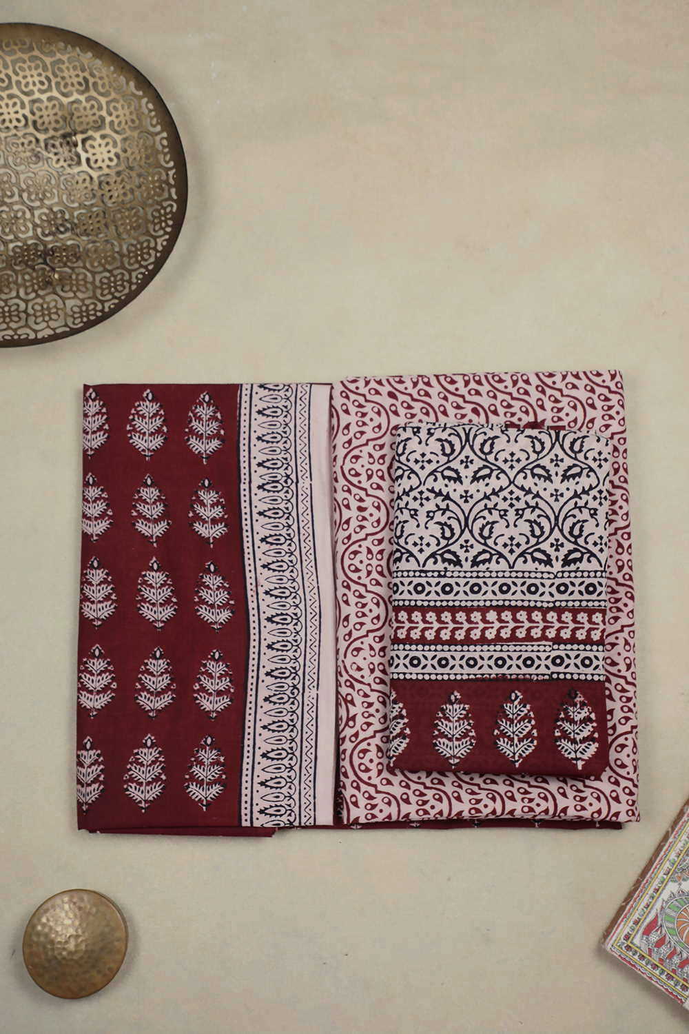 Dark Maroon Bagh Cotton Suit