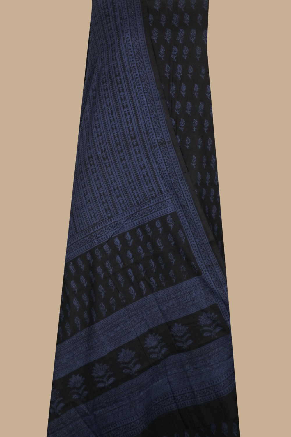 Blue Florets on Dull Black Bagh Cotton Suit