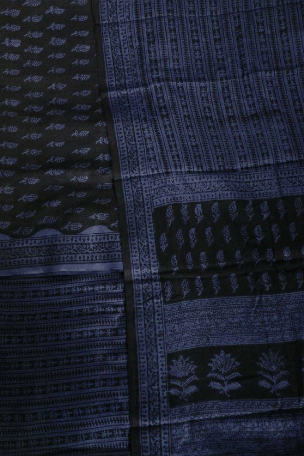 Blue Florets on Dull Black Bagh Cotton Suit