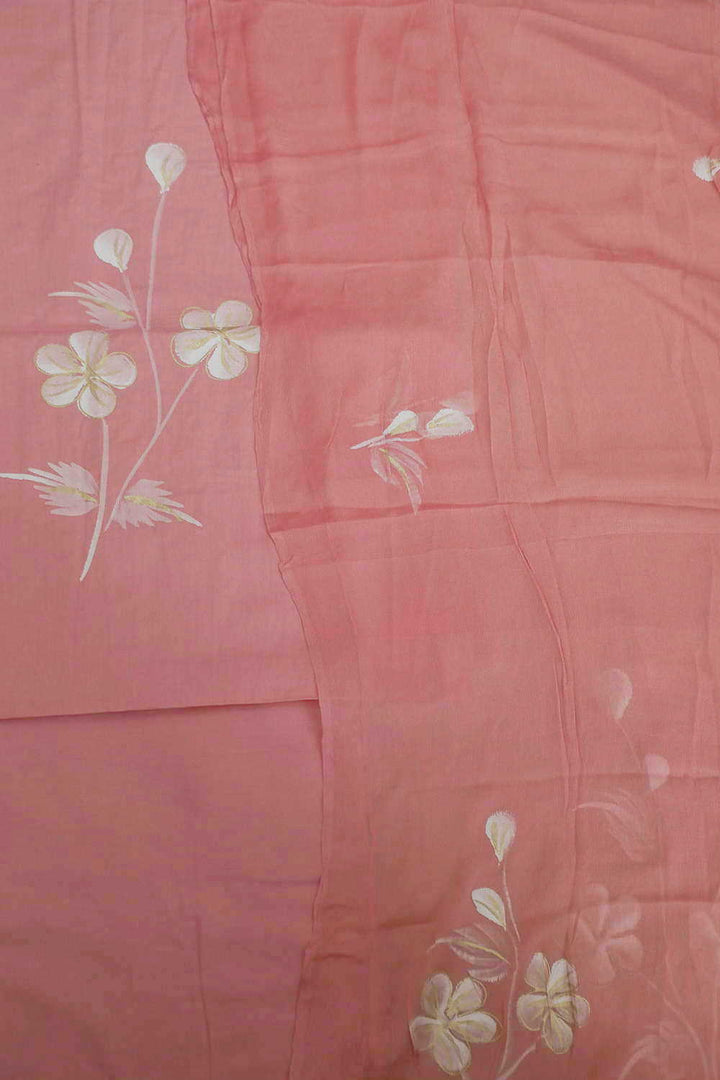 Pleasant Floral on Pink Block Printed Cotton Suit