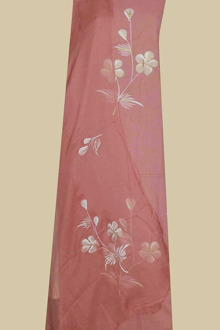 Pleasant Floral on Pink Block Printed Cotton Suit