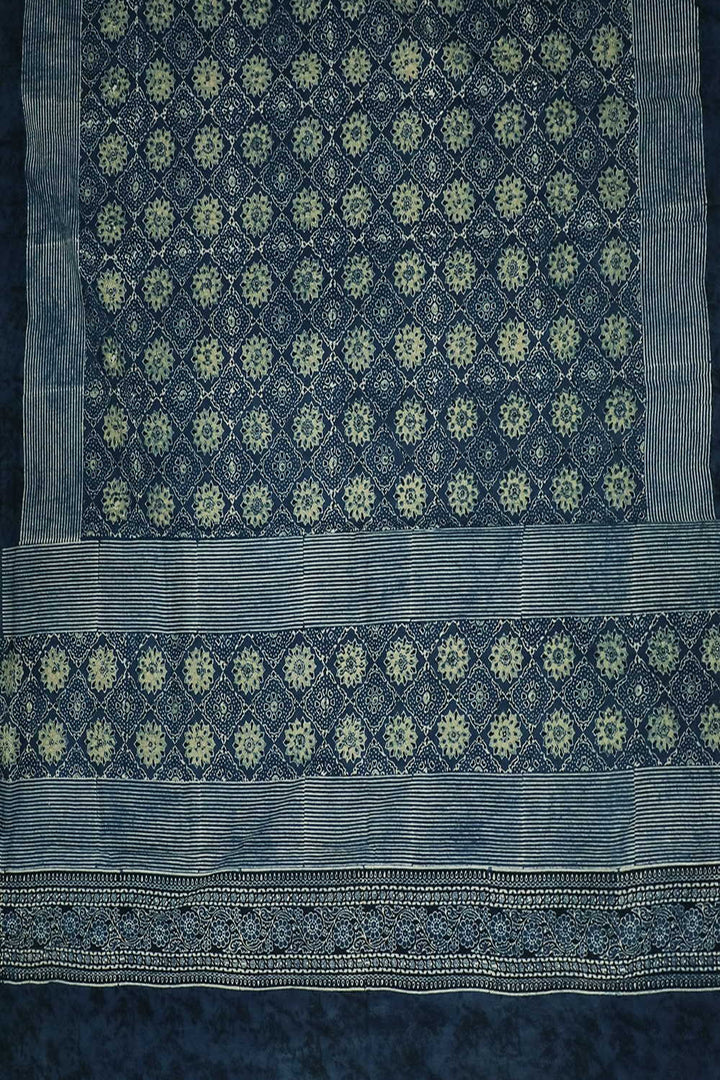 Indigo Ajrak Cotton Top & Dupatta