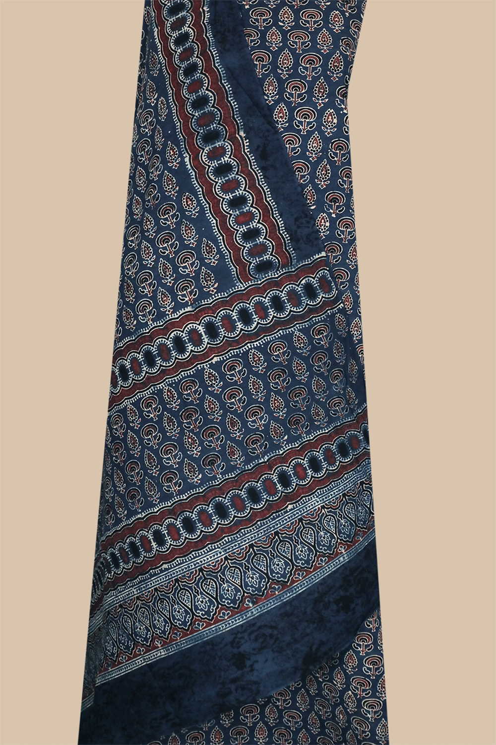 Indigo with Butta Ajrak Cotton Top & Dupatta