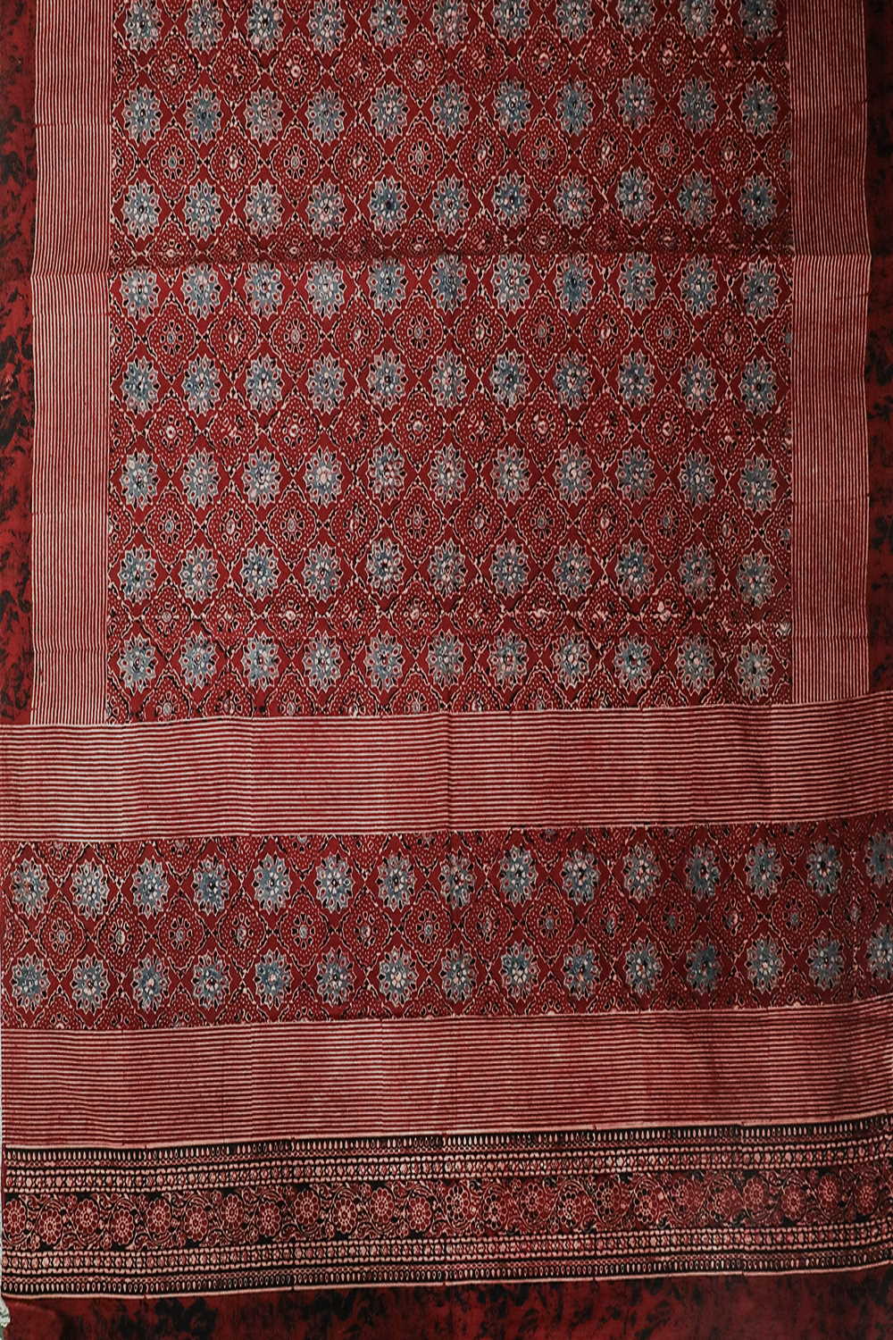 Dark Maroon Ajrak Cotton Top & Dupatta