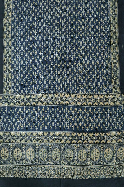 Indigo with Florets Ajrak Cotton Top & Dupatta