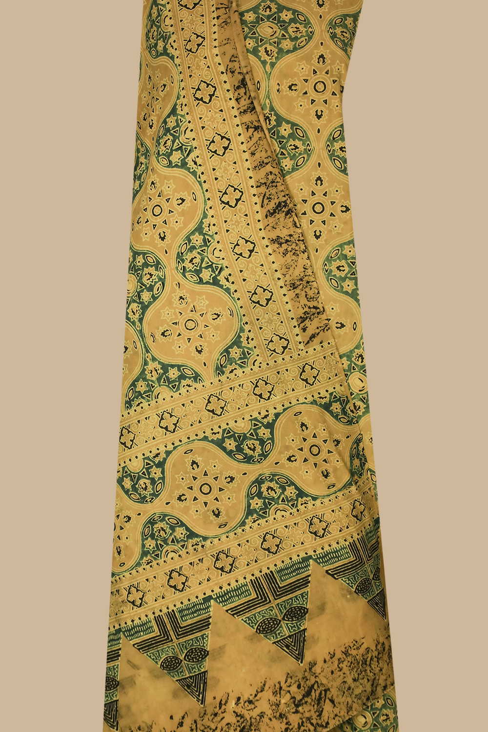 Yellow Ajrak Cotton Top & Dupatta