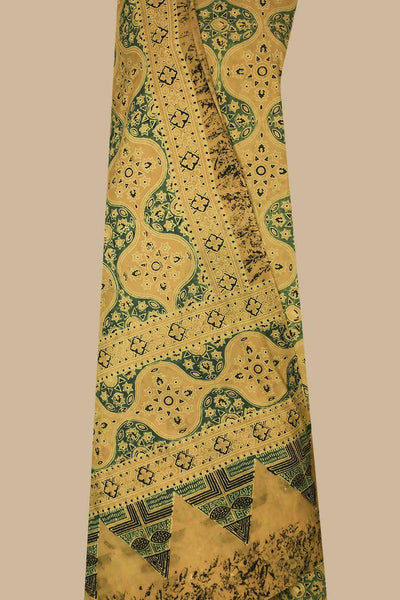 Yellow Ajrak Cotton Top & Dupatta